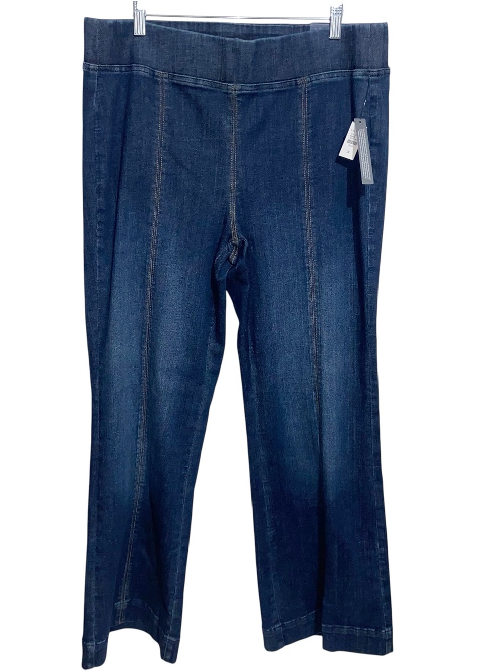 Talbots Jeans Womens Plus size 1X Flare Leg Pull On Travel Med/Dark Wash NWT